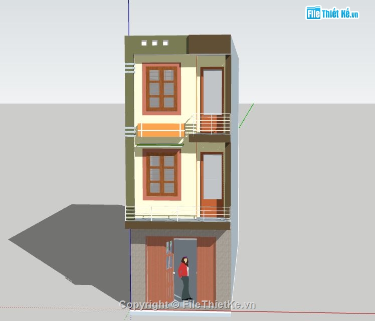 Nhà phố 3 tầng,model su nhà phố 3 tầng,sketchup nhà phố 3 tầng