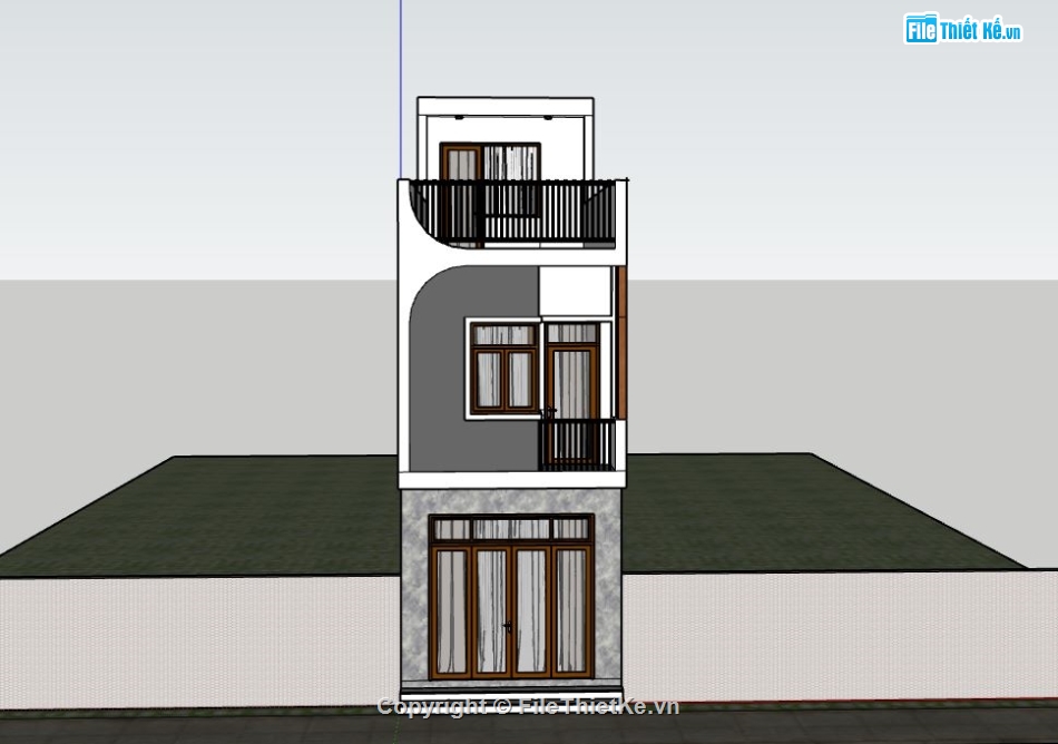 nhà phố 3 tầng,file su nhà phố 3 tầng,sketchup nhà phố 3 tầng