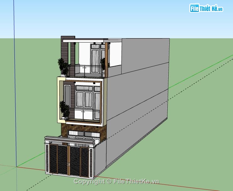 Nhà phố 3 tầng,Model su nhà phố 3 tầng,sketchup nhà phố 3 tầng