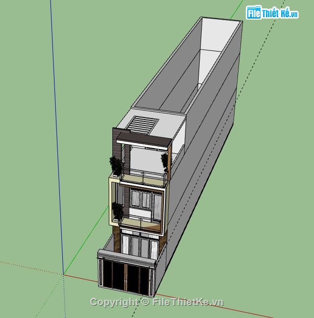 Nhà phố 3 tầng,Model su nhà phố 3 tầng,sketchup nhà phố 3 tầng