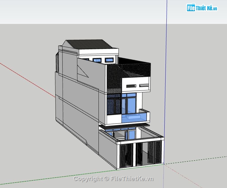 Nhà phố 3 tầng,file su nhà phố 3 tầng,file sketchup nhà phố 3 tầng