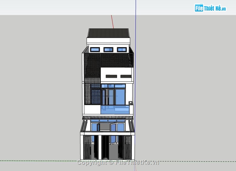 Nhà phố 3 tầng,file su nhà phố 3 tầng,file sketchup nhà phố 3 tầng