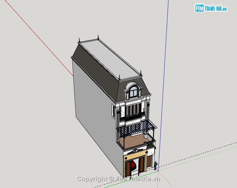 Nhà phố 3 tầng,Model su nhà phố 3 tầng,sketchup nhà phố 3 tầng