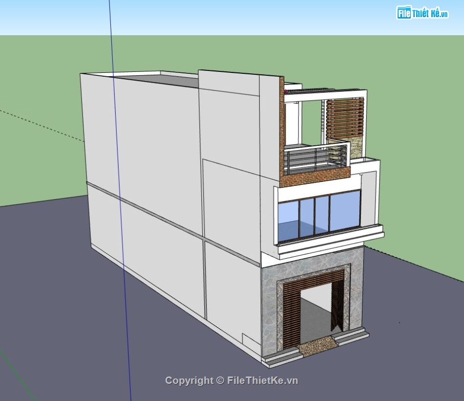 Nhà phố 3 tầng,File su nhà phố 3 tầng,sketchup nhà phố 3 tầng