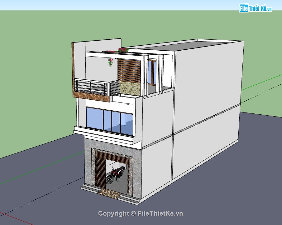 Nhà phố 3 tầng,File su nhà phố 3 tầng,sketchup nhà phố 3 tầng