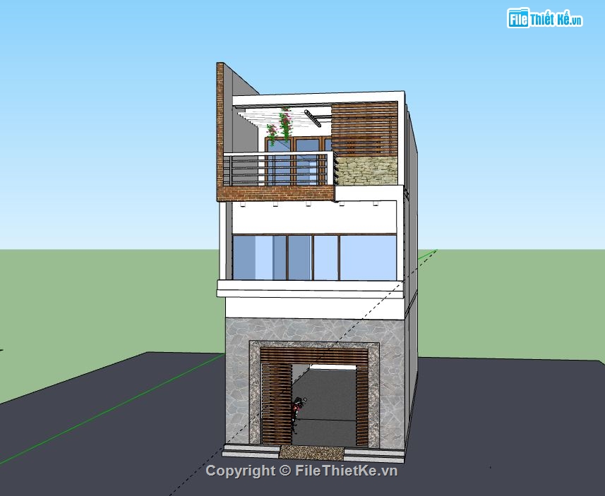 nhà phố 3 tầng,file su nhà phố 3 tầng,sketchup nhà phố 3 tầng