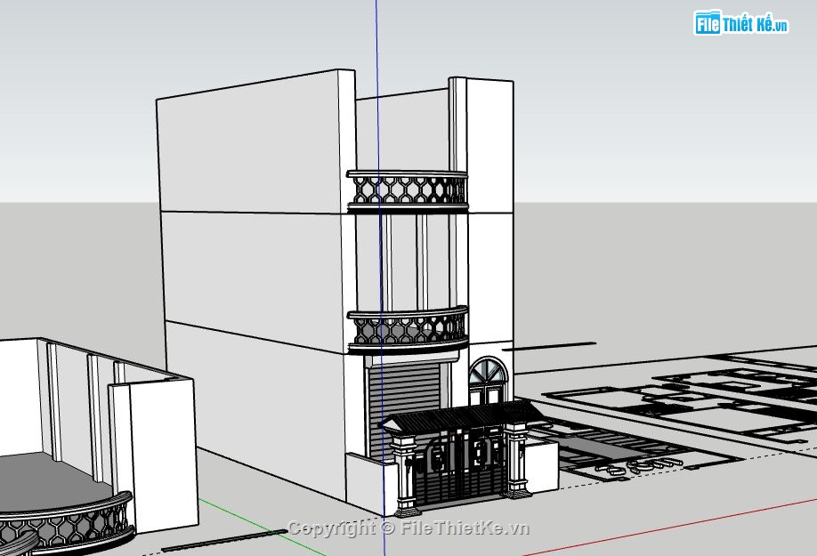Nhà phố 3 tầng,Model su nhà phố 3 tầng,nhà phố 3 tầng file su