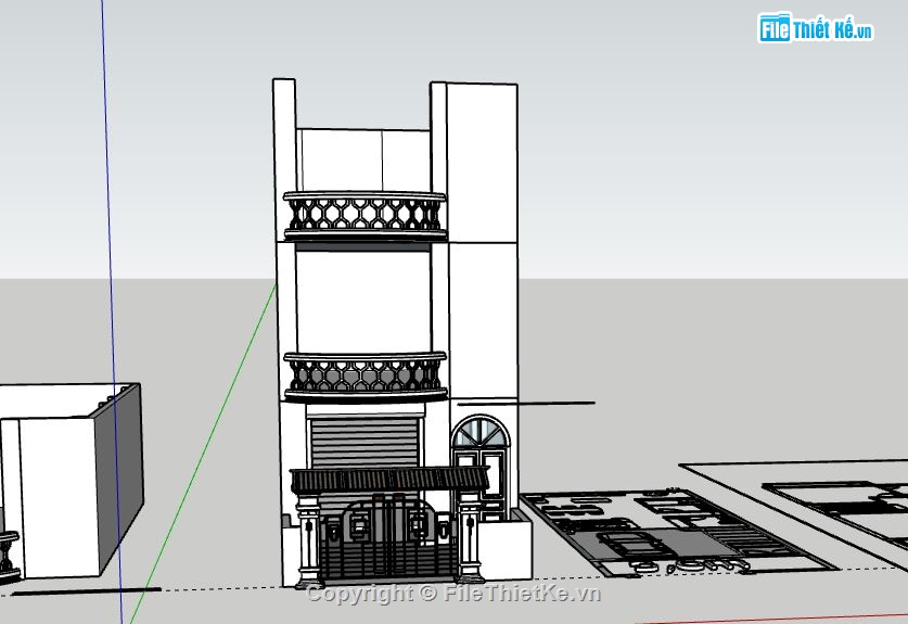 Nhà phố 3 tầng,Model su nhà phố 3 tầng,nhà phố 3 tầng file su