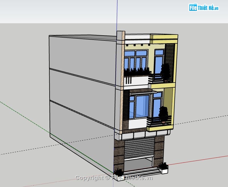 Nhà phố 3 tầng,Nhà phố,Sketchup 3 tầng