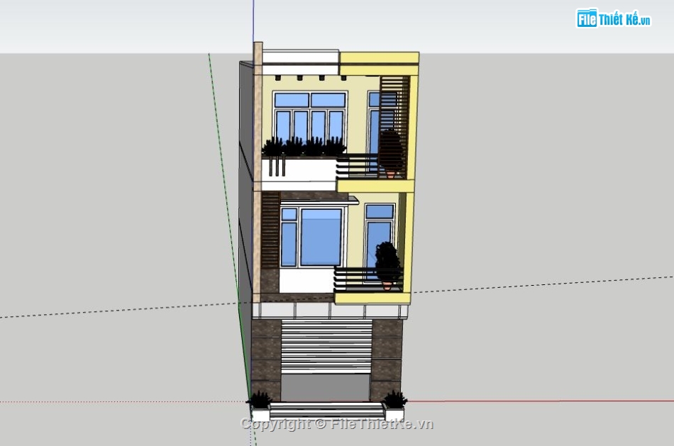 Nhà phố 3 tầng,Nhà phố,Sketchup 3 tầng