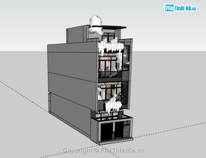 Nhà phố 3 tầng,Model su nhà phố 3 tầng,sketchup nhà phố 3 tầng