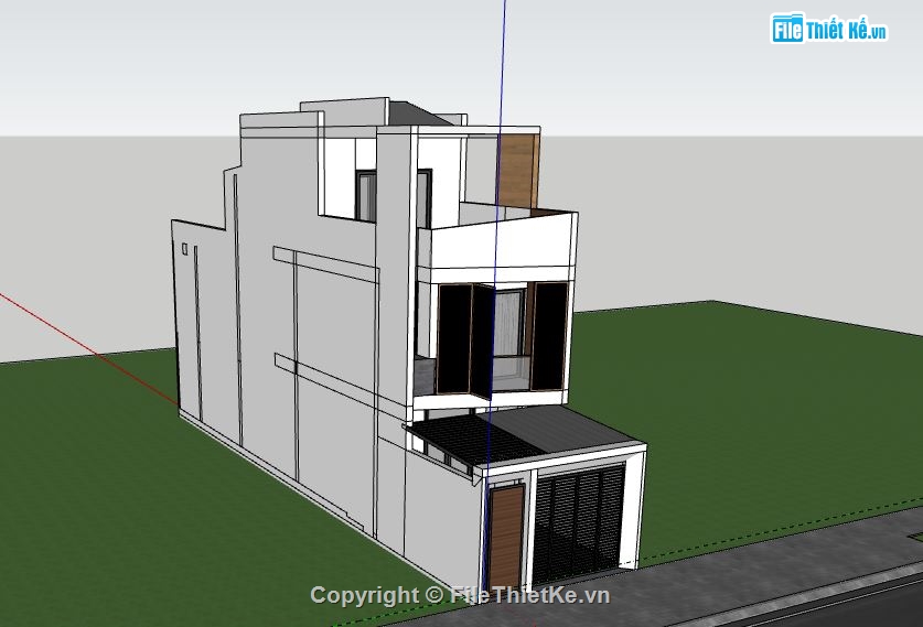 Nhà phố 3 tầng,Model su nhà phố 3 tầng,sketchup nhà phố 3 tầng