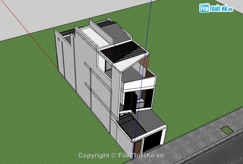 Nhà phố 3 tầng,Model su nhà phố 3 tầng,sketchup nhà phố 3 tầng