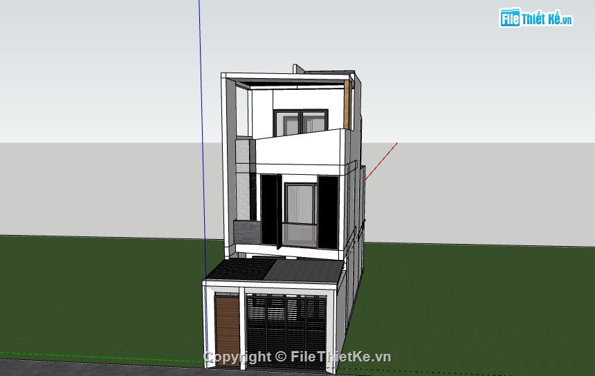 Nhà phố 3 tầng,Model su nhà phố 3 tầng,sketchup nhà phố 3 tầng