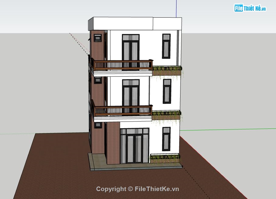 Nhà phố 3 tầng,model su nhà phố 3 tầng,sketchup nhà phố 3 tầng