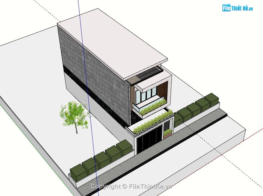 Nhà phố 3 tầng,Model su nhà phố 3 tầng,nhà phố 3 tầng sketchup