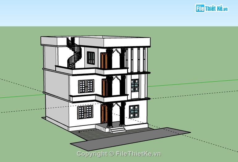 Nhà phố 3 tầng,model su nhà phố 3 tầng,nhà phố 3 tầng file su