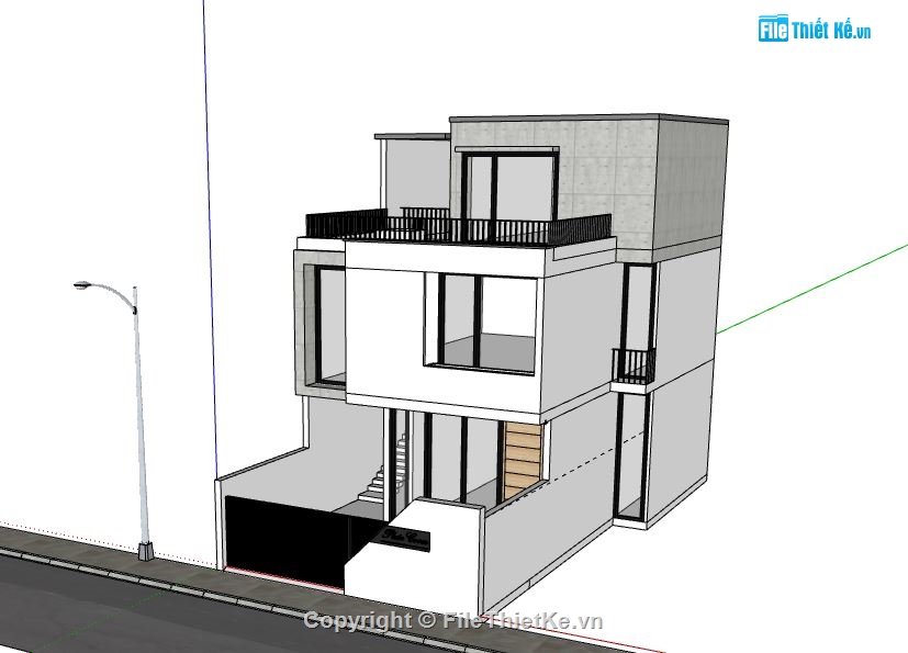 Nhà phố 3 tầng,File su nhà phố 3 tầng,sketchup nhà phố 3 tầng