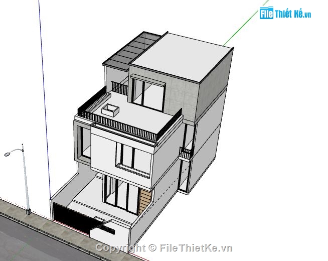 Nhà phố 3 tầng,File su nhà phố 3 tầng,sketchup nhà phố 3 tầng