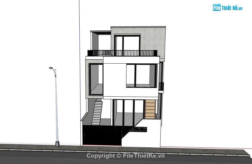 Nhà phố 3 tầng,File su nhà phố 3 tầng,sketchup nhà phố 3 tầng