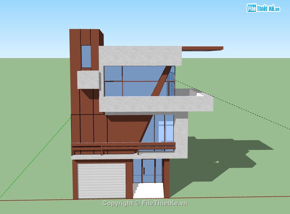 nhà phố 3 tầng,Sketchup nhà 3 tầng,file su nhà phố 3 tầng