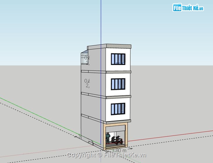 nhà phố 4 tầng,Model su nhà phố 4 tầng,model sketchup nhà phố 4 tầng