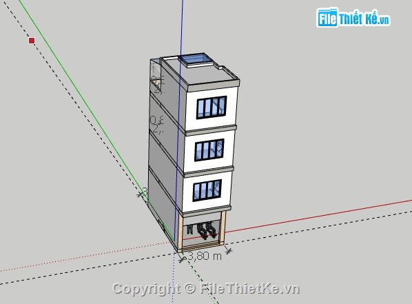 nhà phố 4 tầng,Model su nhà phố 4 tầng,model sketchup nhà phố 4 tầng