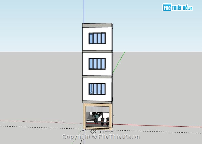 nhà phố 4 tầng,Model su nhà phố 4 tầng,model sketchup nhà phố 4 tầng