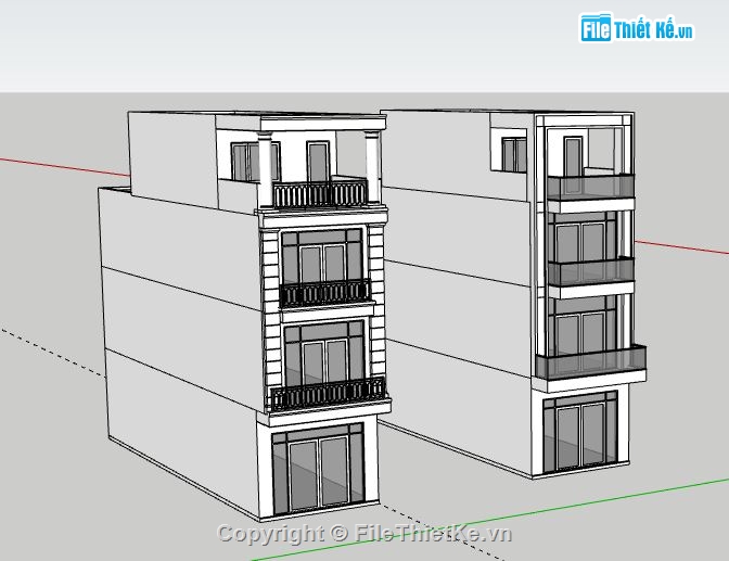 nhà phố 4 tầng,Model su nhà phố 4 tầng,sketchup nhà phố 4 tầng