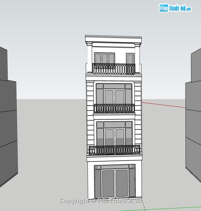 nhà phố 4 tầng,Model su nhà phố 4 tầng,sketchup nhà phố 4 tầng