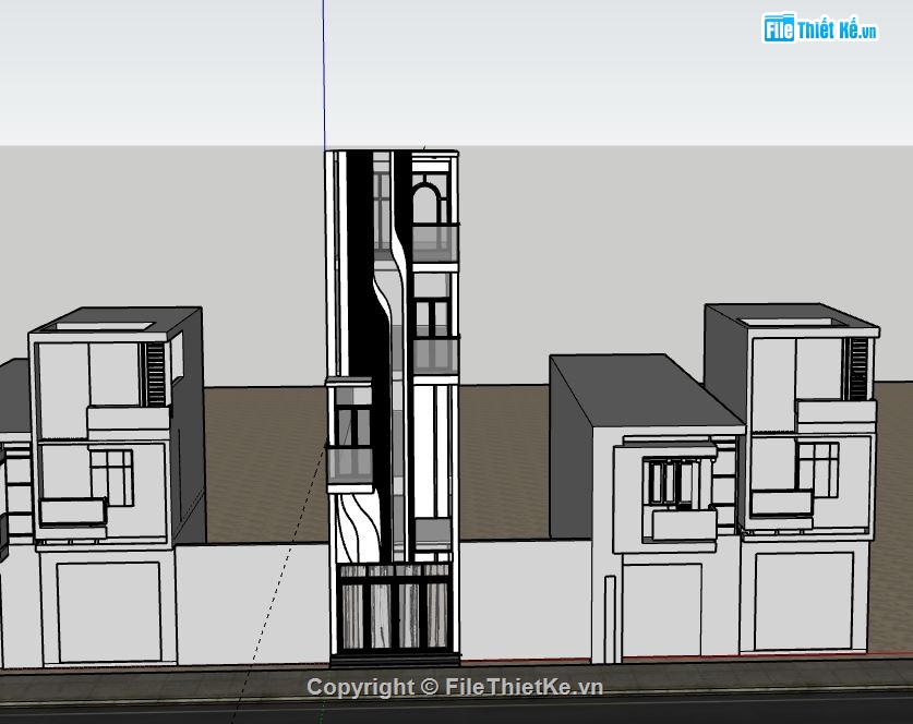 Nhà phố 4 tầng,model su nhà phố 4 tầng,sketchup nhà phố 4 tầng