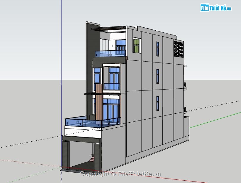 Nhà phố 4 tầng,model su nhà phố 4 tầng,sketchup nhà phố 4 tầng