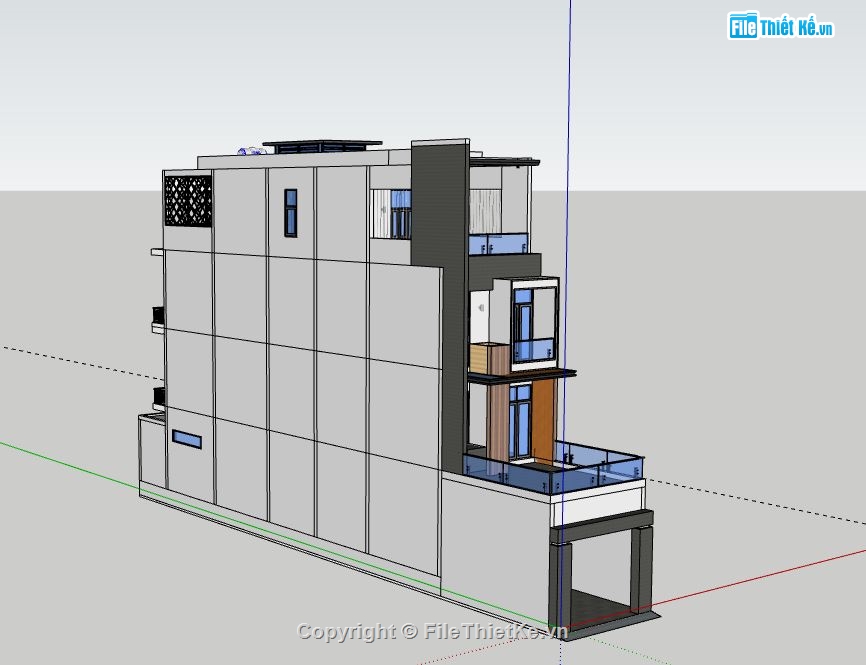 Nhà phố 4 tầng,model su nhà phố 4 tầng,sketchup nhà phố 4 tầng