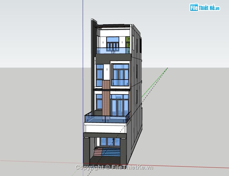 Nhà phố 4 tầng,model su nhà phố 4 tầng,sketchup nhà phố 4 tầng