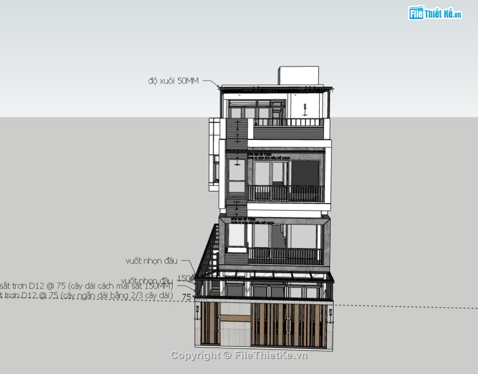 Nhà phố 4 tầng,file su nhà phố 4 tầng,sketchup nhà phố 4 tầng