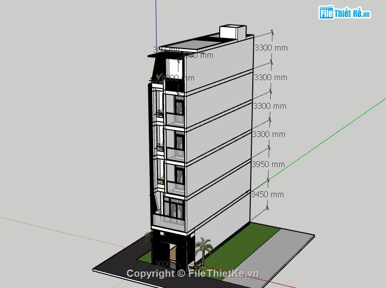 Nhà phố 6 tầng,model su nhà phố 6 tầng,sketchup nhà phố 6 tầng