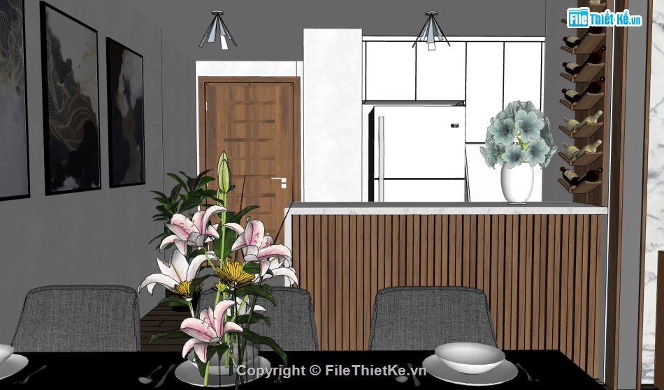 Sketchup chung cư,Sketchup nội thất chung cư,file sketchup nội thất chung cư,model su nội thất chung cư