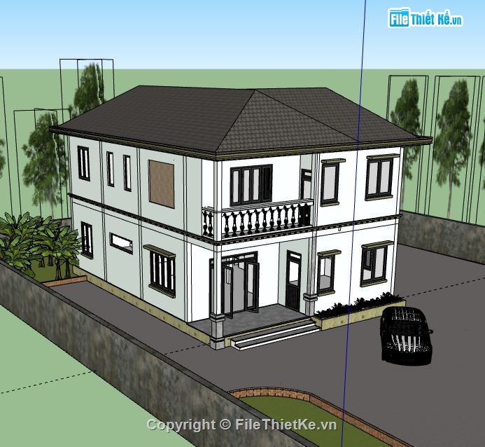 Biệt thự 2 tầng,model su biệt thự 2 tầng,biệt thự 2 tầng file su