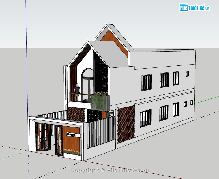 Nhà phố 2 tầng,model su nhà phố 2 tầng,sketchup nhà phố 2 tầng