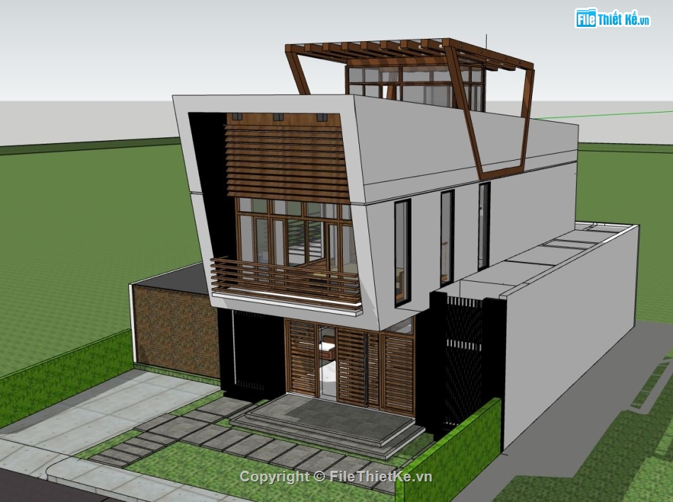 nhà phố 2 tầng,sketchup nhà phố 2 tầng,model su nhà phố 2 tầng