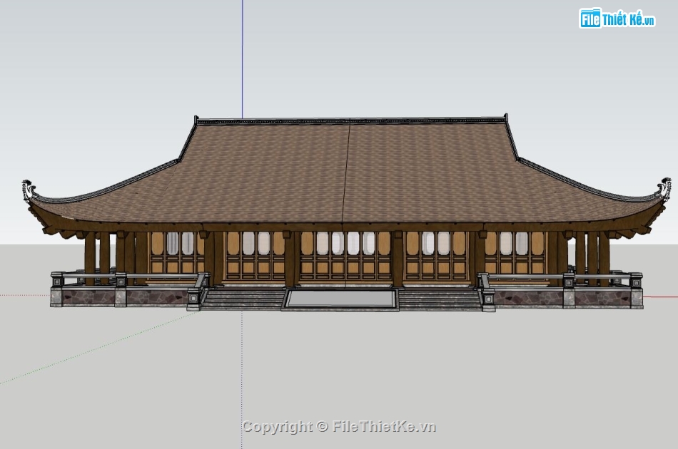 nhà mái ngói truyền thống,sketchup nhà mái ngói,nhà mái ngói đẹp