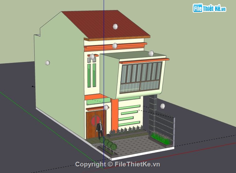 Nhà phố 2 tầng,model su nhà phố 2 tầng,nhà phố 2 tầng file su,file sketchup nhà phố 2 tầng