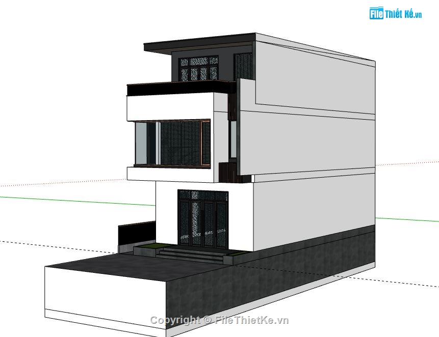 Nhà phố 3 tầng,model su nhà phố 3 tầng,model sketchup nhà phố 3 tầng