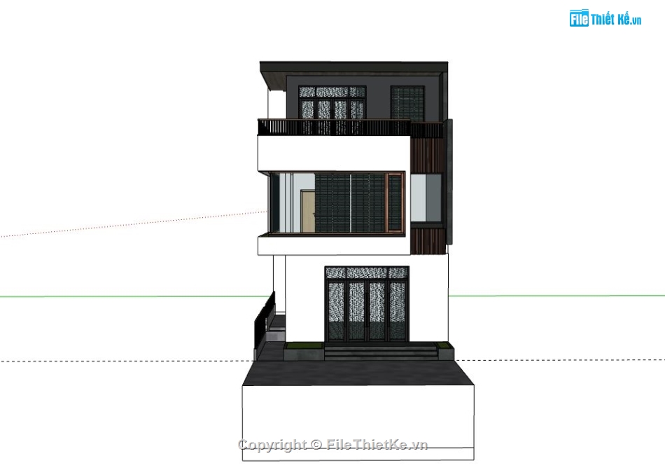 Nhà phố 3 tầng,model su nhà phố 3 tầng,model sketchup nhà phố 3 tầng