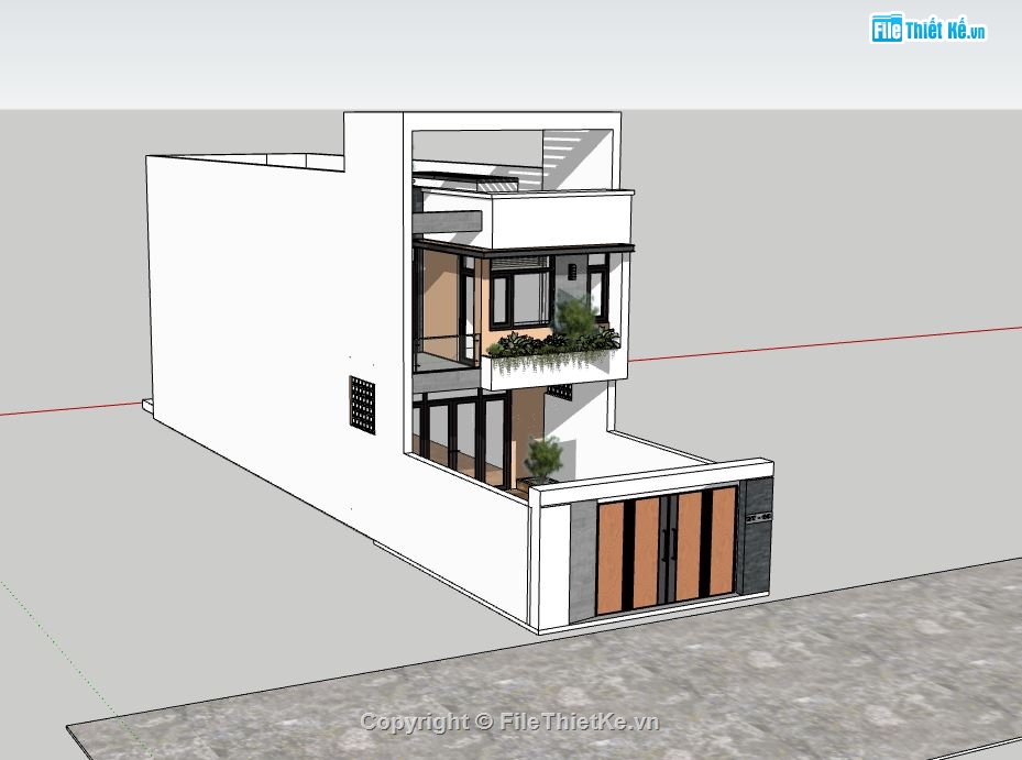 nhà phố 3 tầng,sketchup nhà phố 3 tầng,model su nhà phố 3 tầng