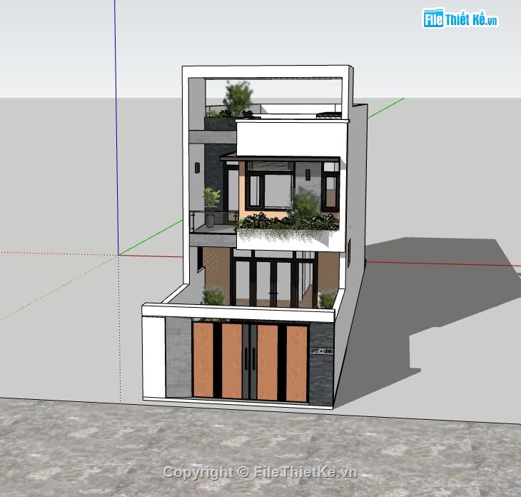 nhà phố 3 tầng,sketchup nhà phố 3 tầng,model su nhà phố 3 tầng