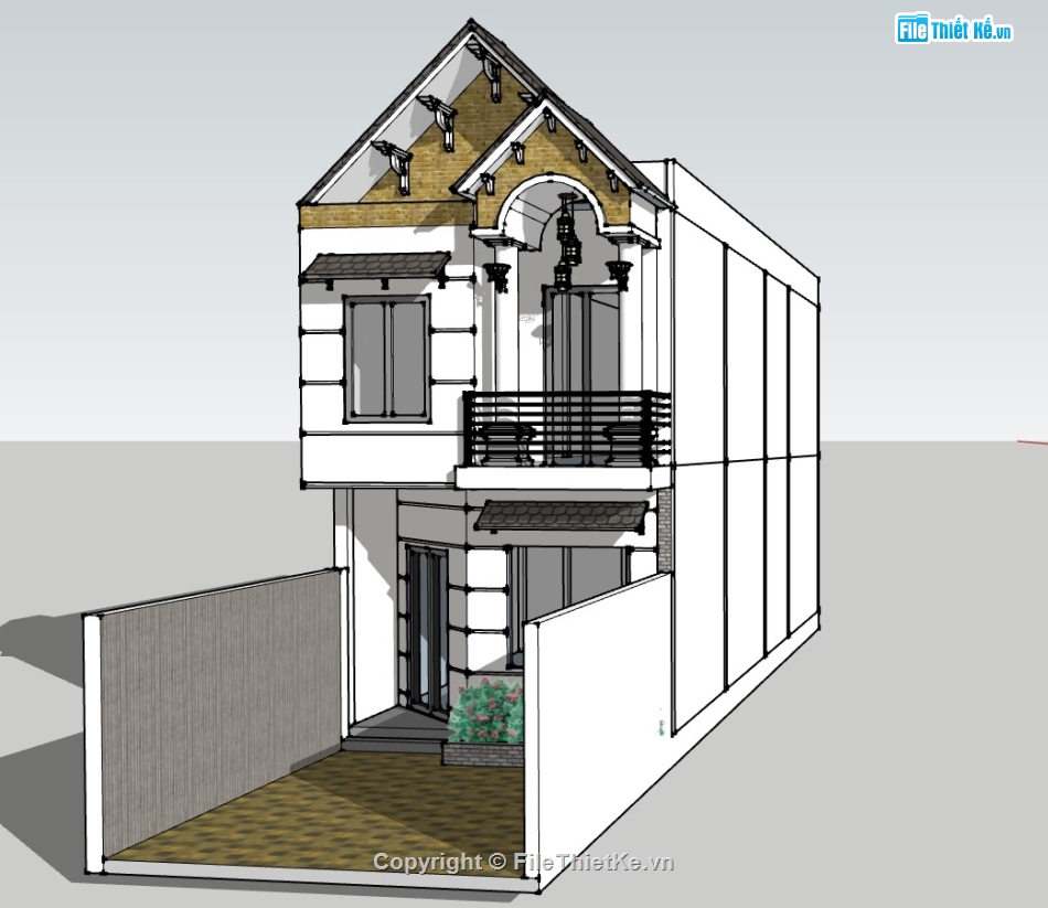 model su nhà phố,su nhà phố,file sketchup nhà phố