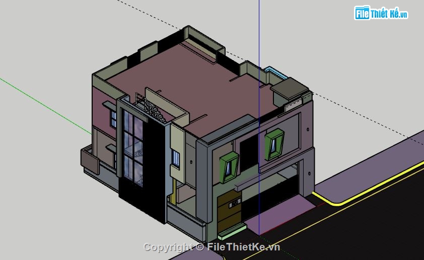 Nhà phố 2 tầng,model su nhà phố 2 tầng,sketchup nhà phố 2 tầng