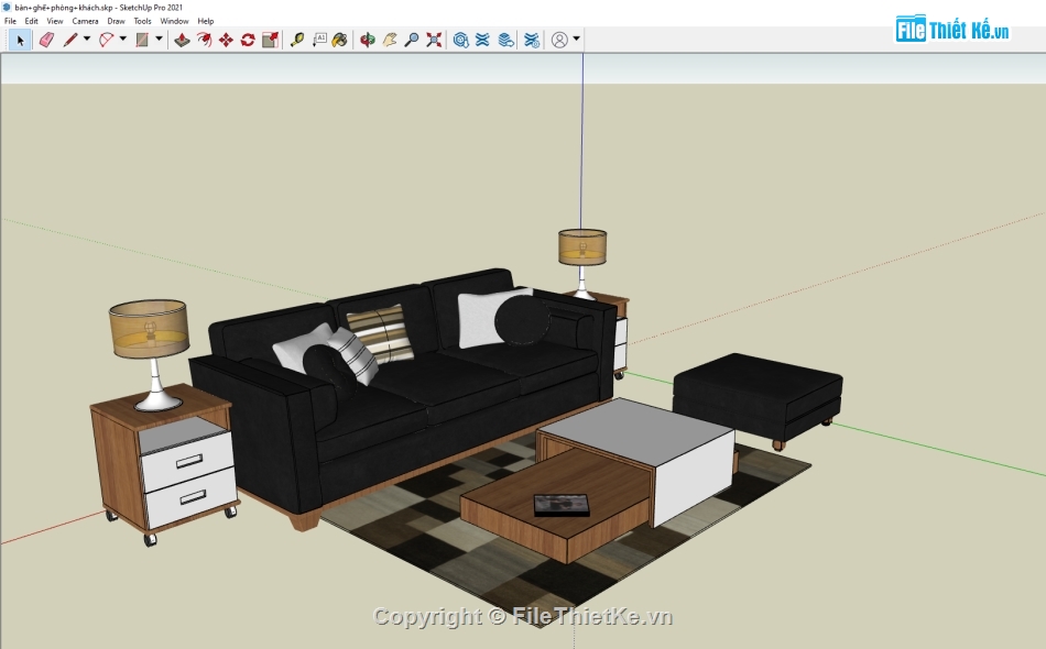 bàn ghế phòng khách,sketchup bàn ghế,sketchup phòng khách,model phòng khách