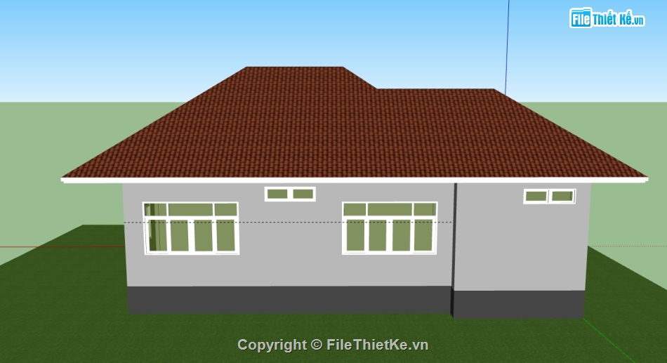 biệt thự 1 tầng,3d biệt thự 1 tầng,sketchup biệt thự 1 tầng,file su biệt thự 1 tầng